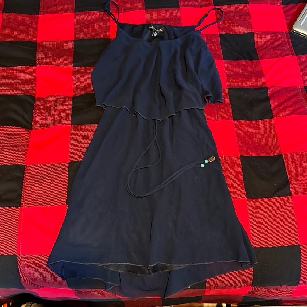 City triangles navy blue spaghetti strap dress with back cutout